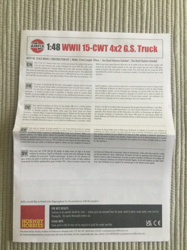 Instruction sheet airfix - instruction,